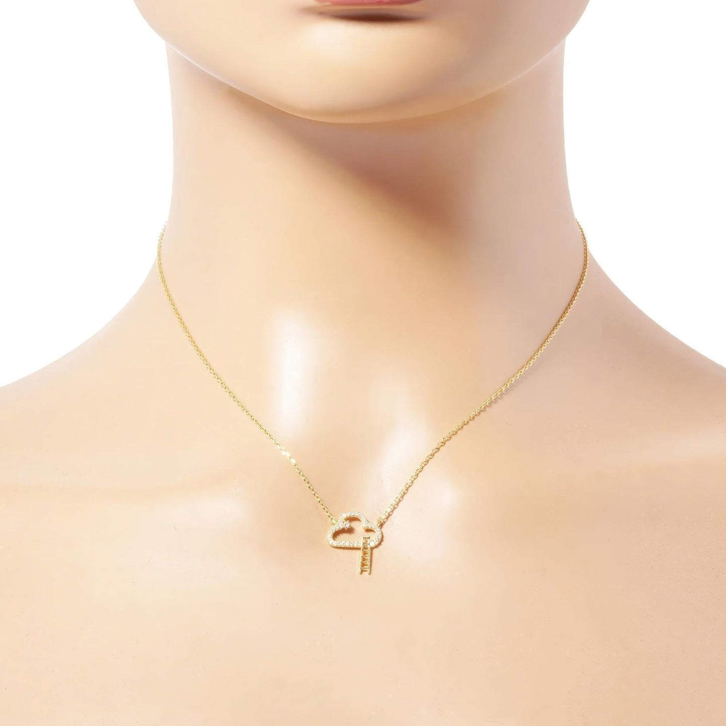 Collier pendentif nuage trempé en or