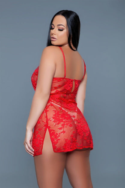 Nuisette 1 Pc courte avec design en dentelle florale