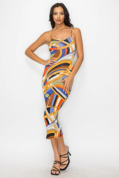 Robe moulante à imprimé marbre croisé