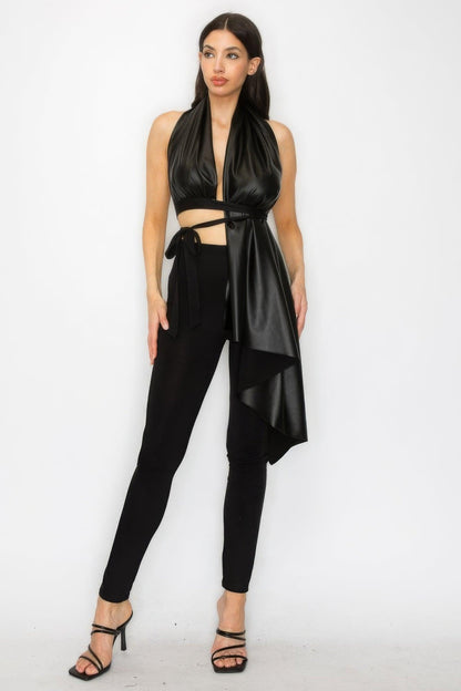 Ensemble de pantalon et haut en similicuir