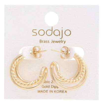 Boucles d'oreilles trempées en or à double cerceau