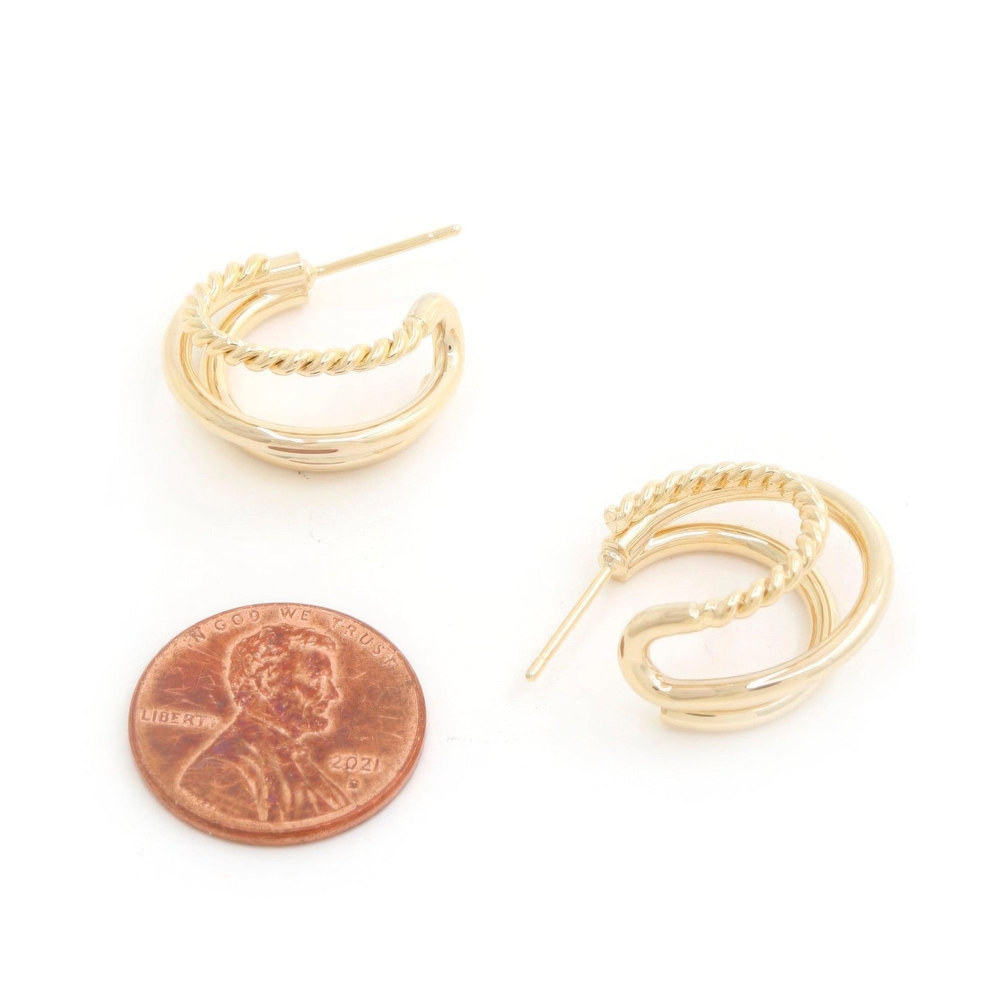 Boucles d'oreilles trempées en or à double cerceau