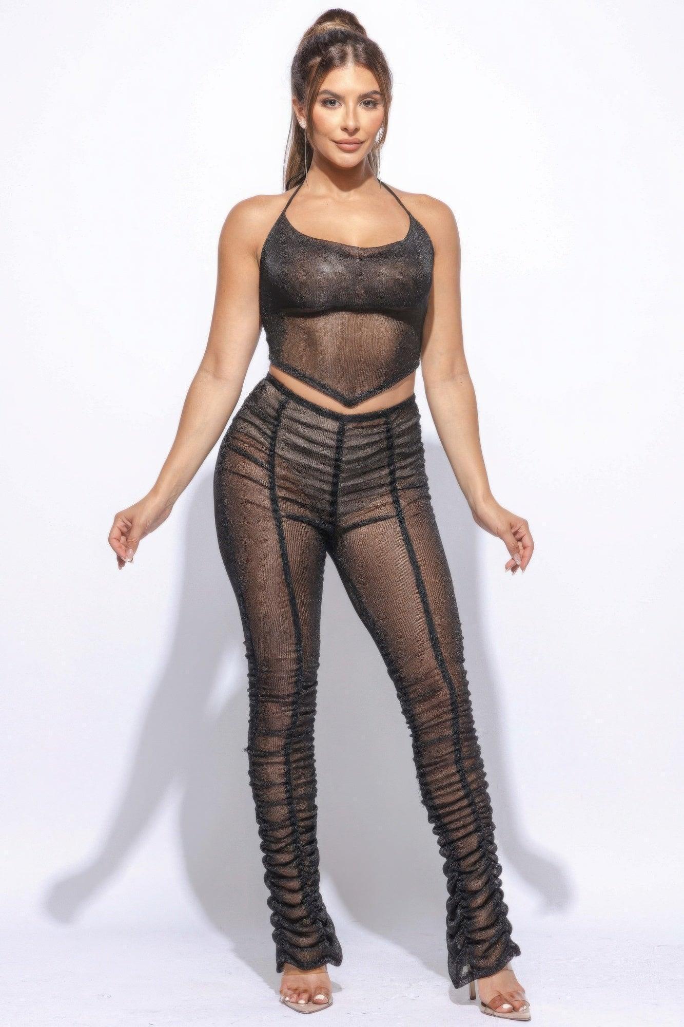 Ensemble haut sans manches et pantalon froncé