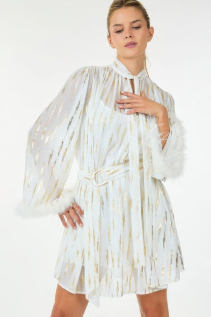 Robe courte à imprimé métallique