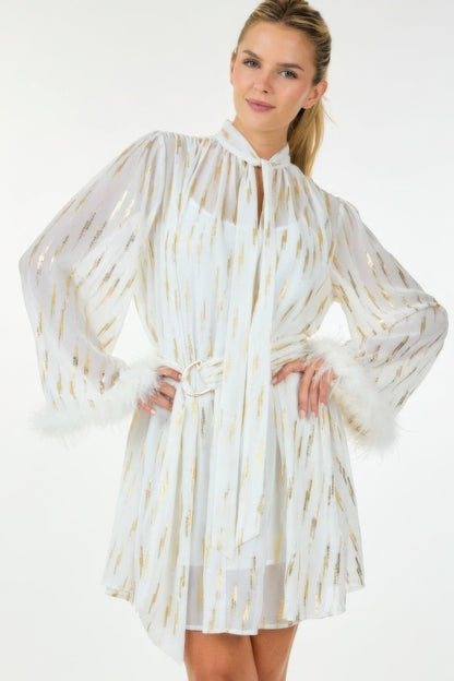 Robe courte à imprimé métallique